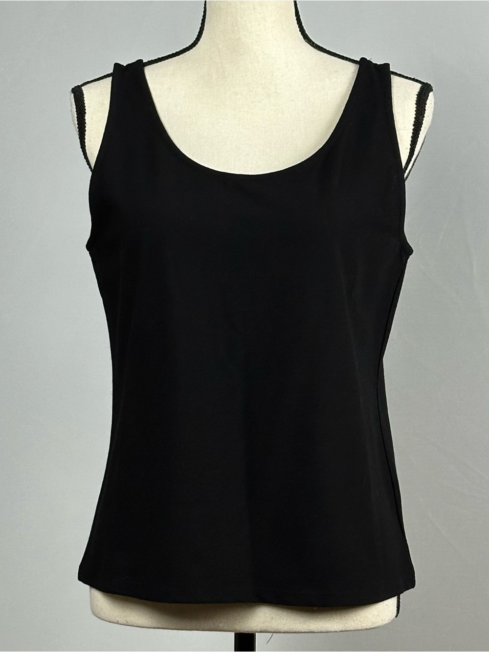 EILEEN FISHER black mid-weight scoop neck tank top - size PM NWT